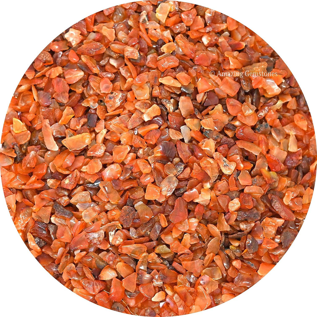 Amazing Gemstone Carnelian Crystal Chips Aquarium Gravel Rocks - Carnelian Chips Bulk Fish Tank Gravel, Small Tumbled Stone Chips, Tiny Crystals for Decoration (Natural AAA Grade) (1000+ Carat Chips)