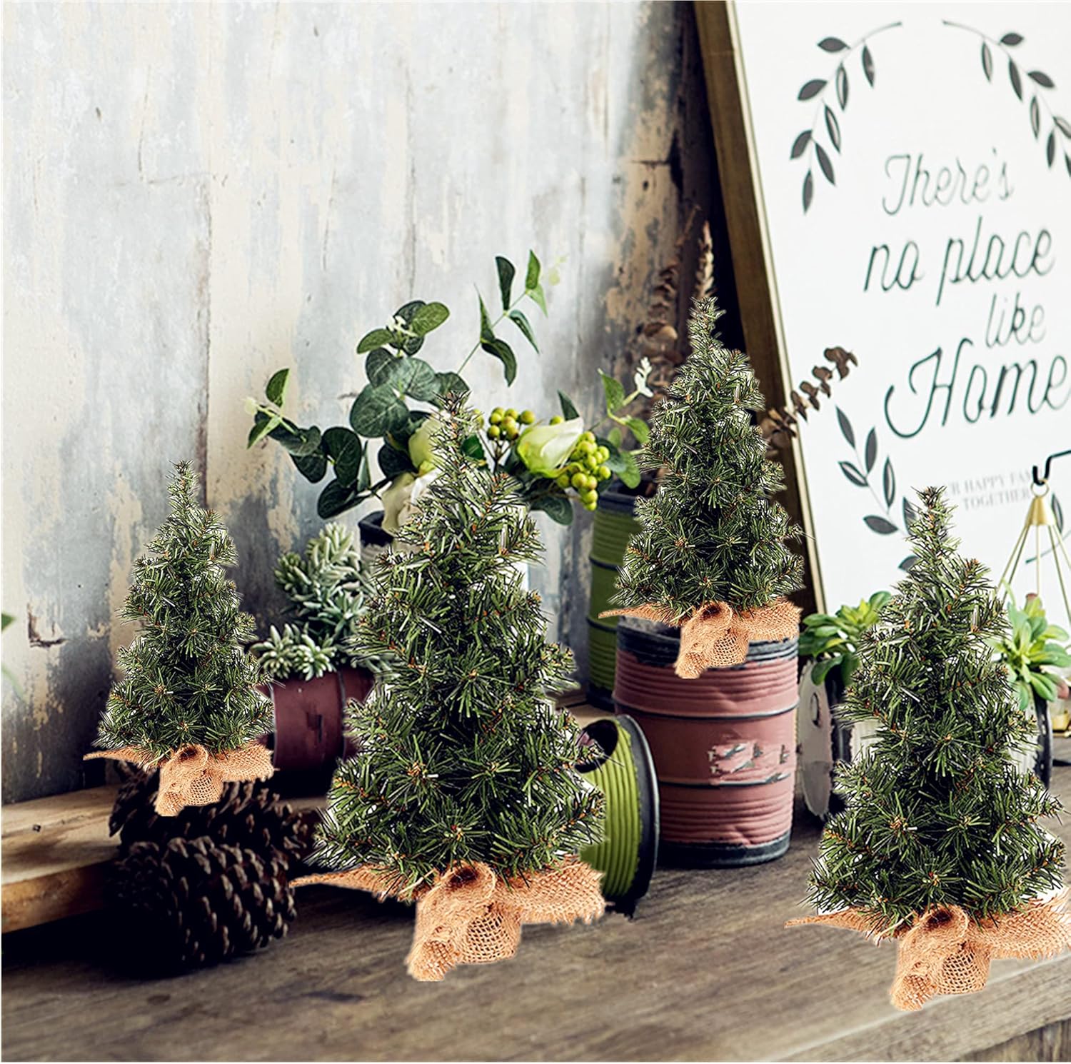 Tabletop Mini Christmas Tree, 7.87" / 11.81" Artificial Christmas Tree Xmas Miniature Pine Christmas Tree Perfect for Christmas Decorations, Home, Kitchen, Dining Table (6 PCS)