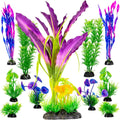 UNEAK Aquarium Plastic Plant Fish Tank XXL Decorations Medium/Large Resin Artificial Plants Flower Ornament Beta Goldfish Decoration Ornaments Freshwater & Saltwater Décor (Mix)
