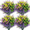 Hananona 12 Pcs Artificial Flowers Outdoor, Faux Artificial Plants UV Resistant Plastic Flower Bulk for Hanging Planter Porch Window Home Wedding Fall Summer Decor (12, Multiple Color)