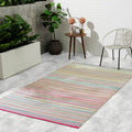 Fab Habitat Striped Outdoor Rug - Waterproof, Fade Resistant, Crease-Free, Reversible - Premium Recycled Plastic - Patio Porch Balcony Deck - Cancun Candy - 8x10 ft