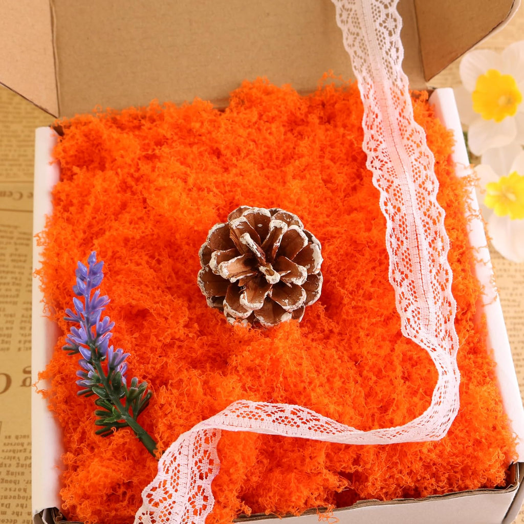 Caiyjhao Lifelike Artificial Moss is Used in Art Projects, Autumn Theme, Vase Stuffing, Gift Decoration, Romantic Handicrafts and Wedding Background Wall Display (Orange 3.5oz)
