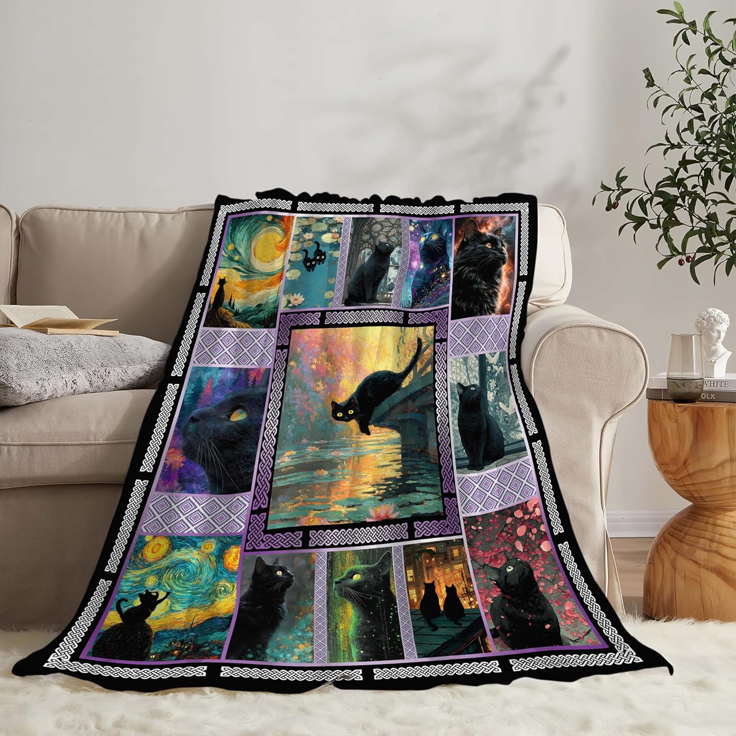 Cat Throw Blanket Cat Stuff Gifts for Kids Girls Boys Adults Women Men Soft Cozy Warm Plush Fluffy Fuzzy Fleece Blanket Decor 60''X80''