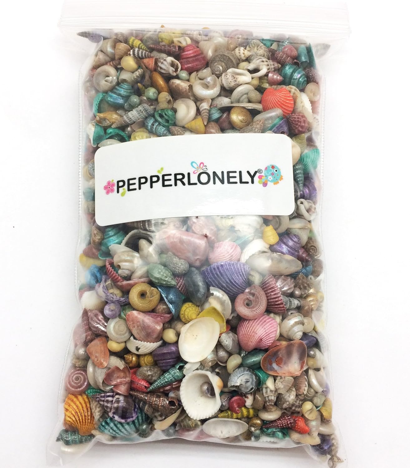 PEPPERLONELY Extra Small Dyed/Natural Mix Seashells, Very Small & Clean, 8 OZ Apprx. 1/4 Inch ~ 1/2 Inch