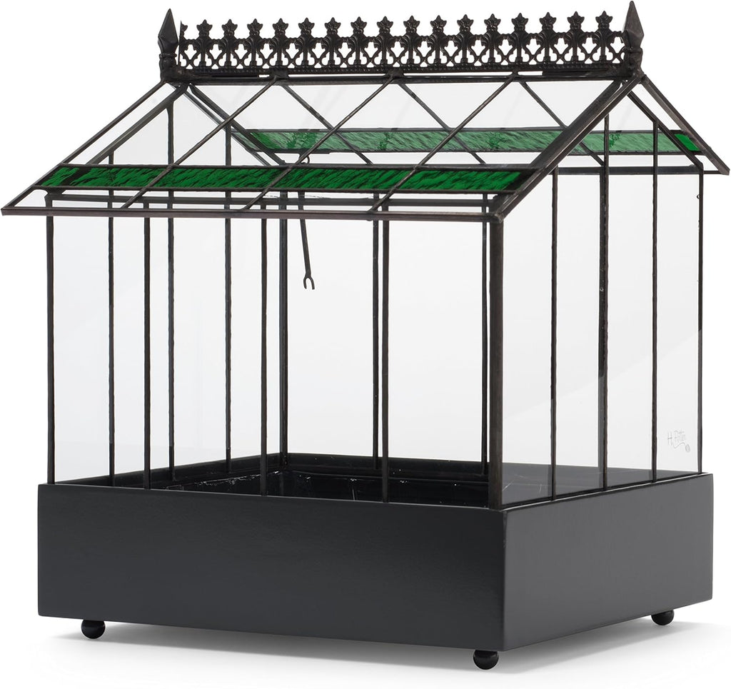 H Potter Glass Terrarium Planter Wardian Case Container with Green Glass Accent for Succulent Plants Flowers Orchids Foliage and More WAR143