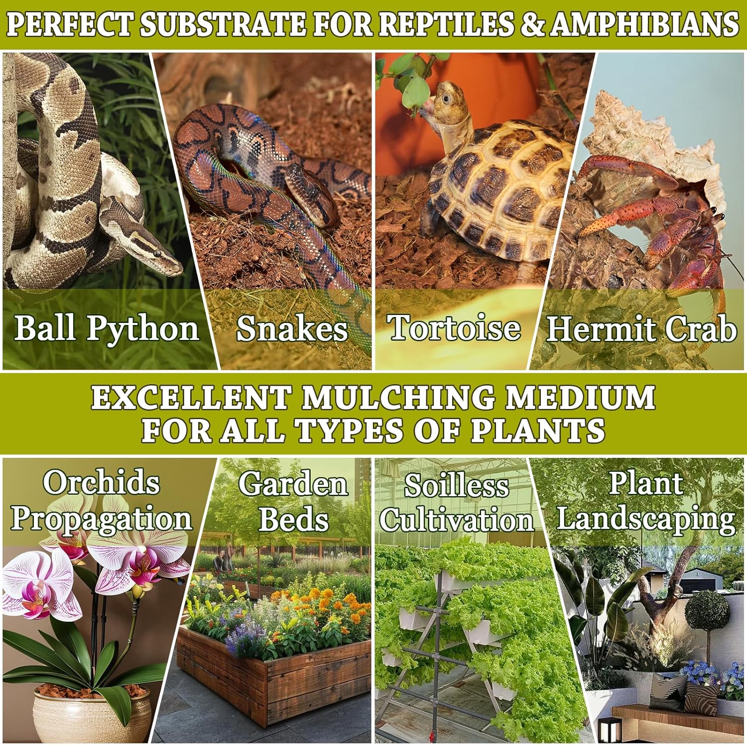 ZeeDix 6PCS Coconut Husk for Reptiles, Organic Coconut Chips Substrate Coco Husk Snake Bedding, Coco Coir Chips Reptile Substrate for Ball Python, Tortoises, Geckos, Lizards, Hermit Crab, Lizard