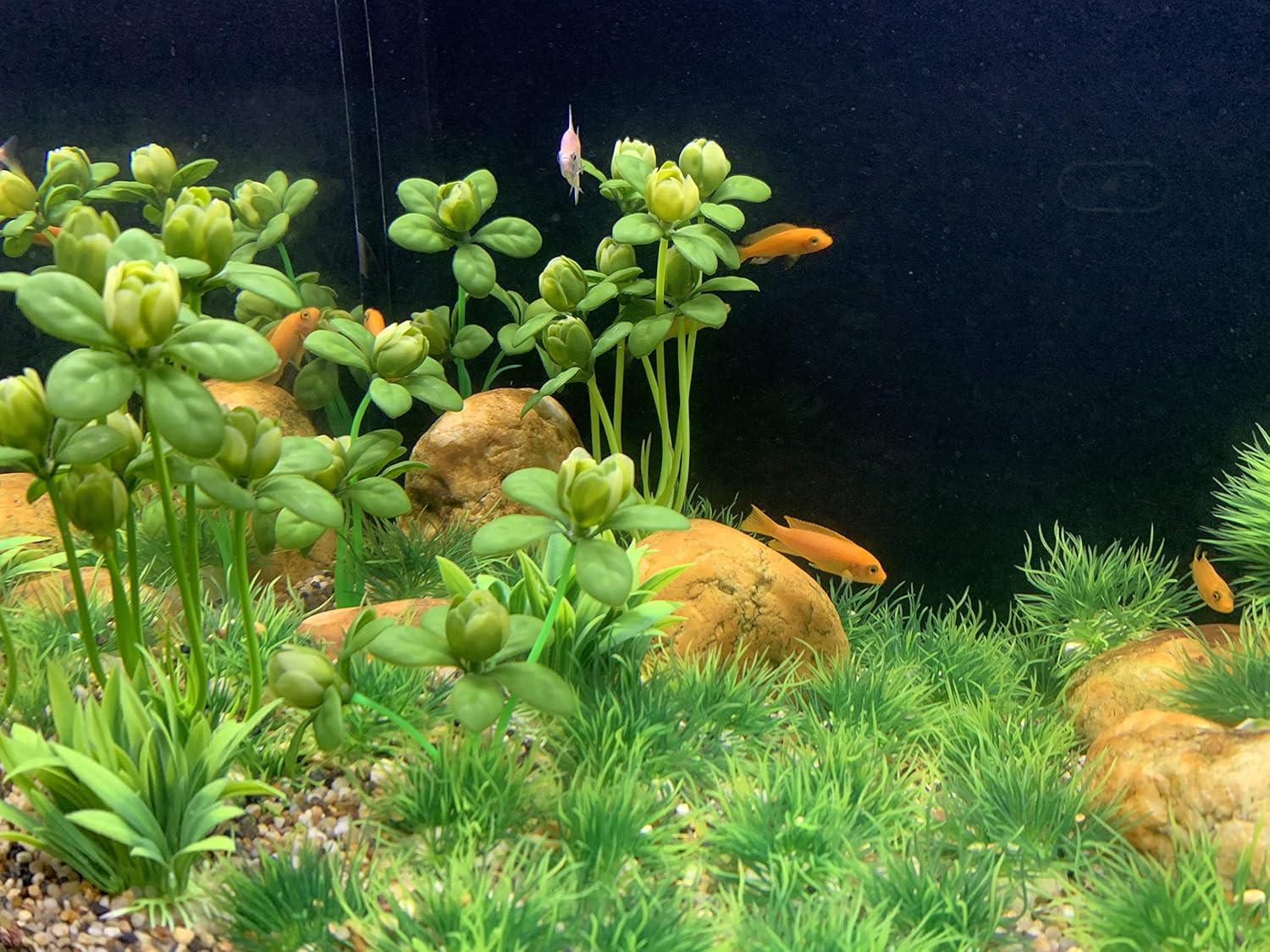 BEGONDIS Artificial Green Water Plants Flower Set 18 Pcs, Fish Tank Aquarium Decorations, Made of Soft Plastic