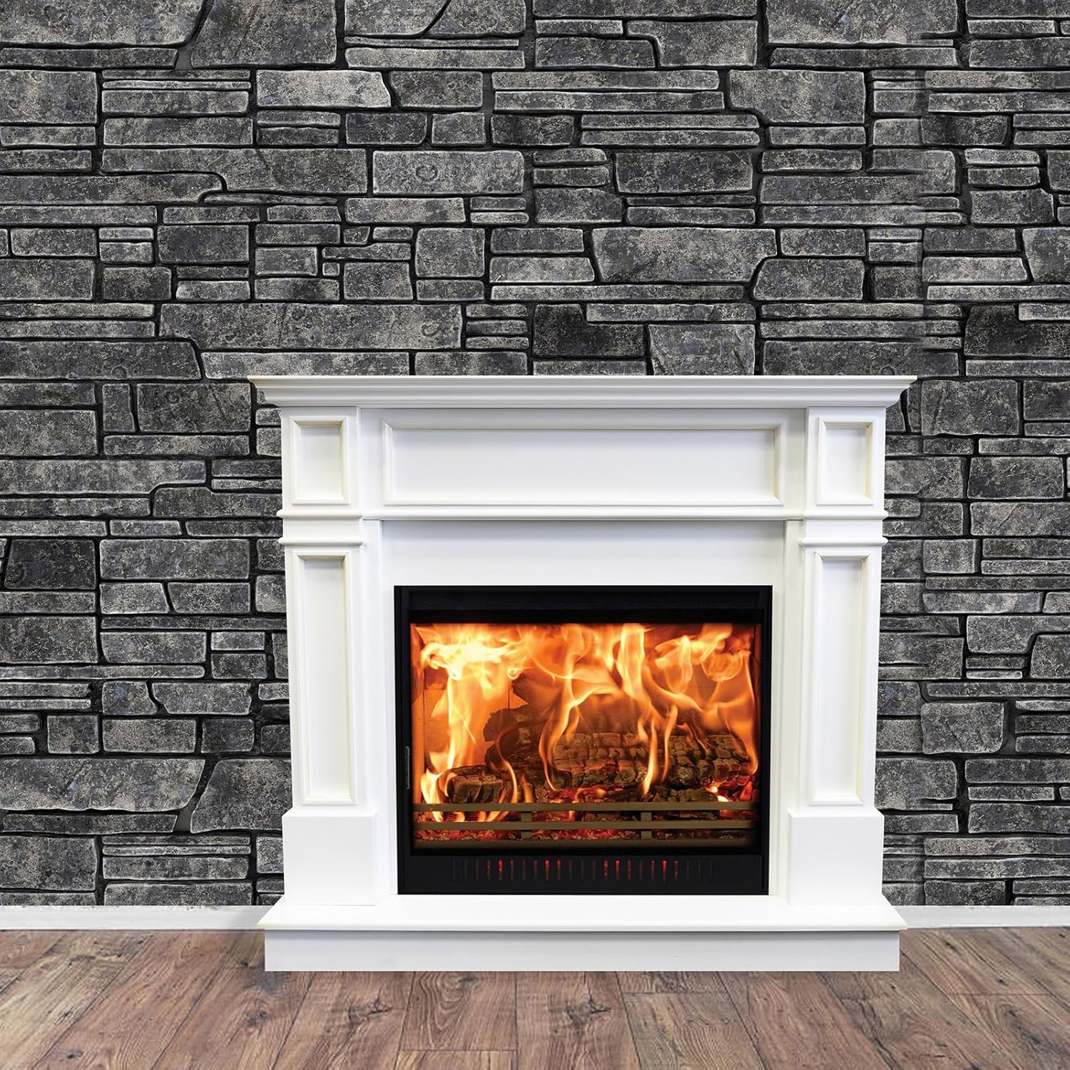 VitalCozy 10 x 8 ft Christmas Brick Wall Backdrop for Photoshoot Polyester Fabric Brick Backdrop Background for Fireplace Home Decoration Newborn Birthday Party (Dark Gray)