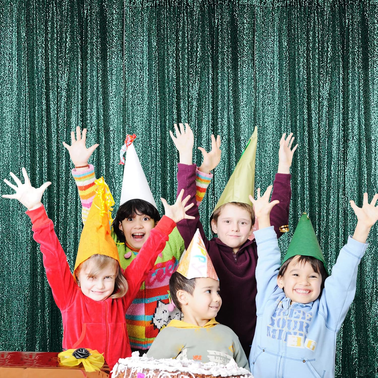 Sugargirl Dark Green Sequin Backdrop Curtain 2 Panels 2FTx8FT Glitter Dark Green Background Drapes Sparkle Photography Backdrop for Party Wedding Birthday Wall Decoration