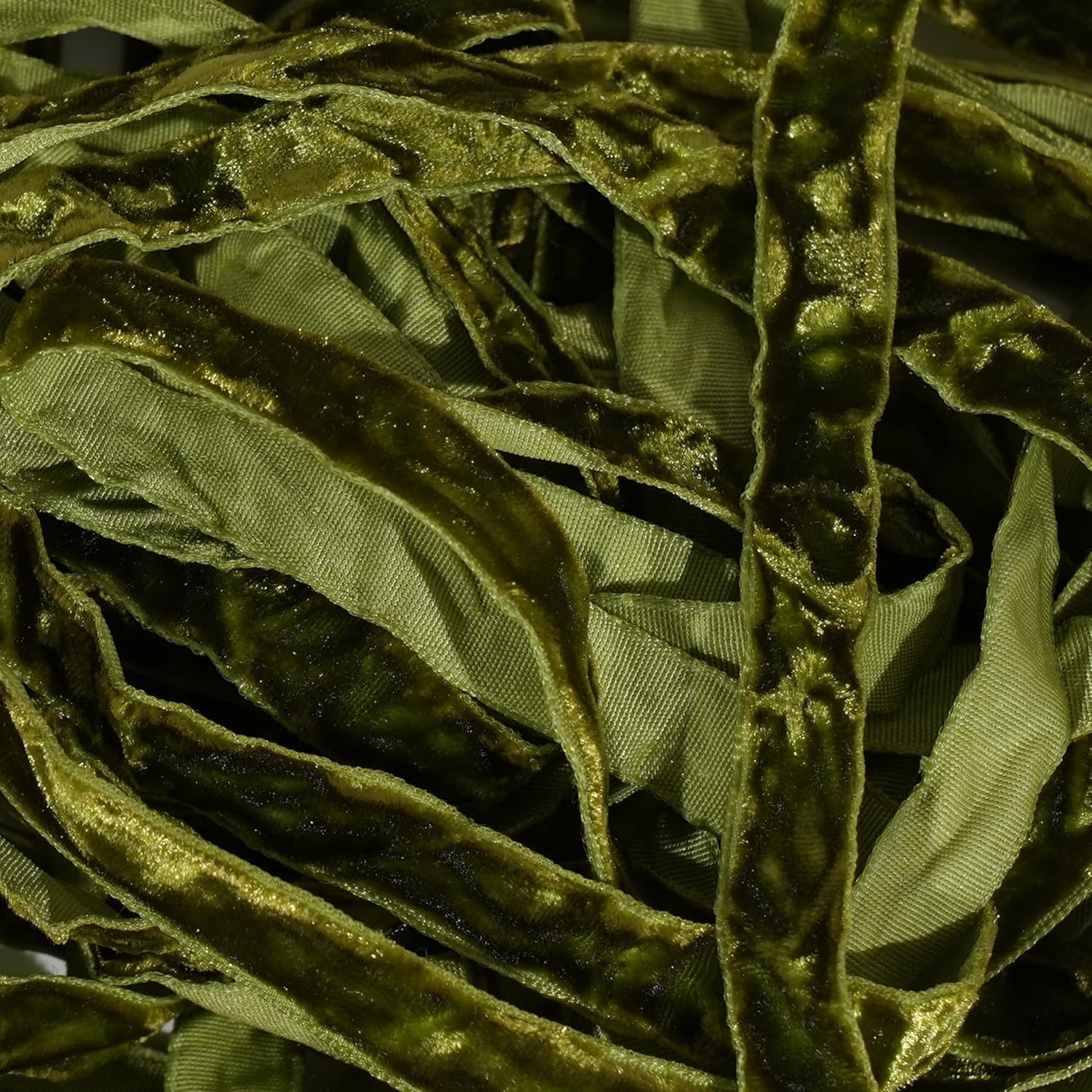 MAYREEL 3/8 Inch Moss Green Crushed Velvet Ribbon Olive Green Vintage for Flower Bouquet Gift Wrapping Wedding Invitations Crafts Christmas Decorations Party 25 Yards