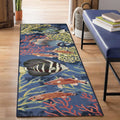 Liora Manne Marina Indoor/Outdoor Power Loomed Synthetic Blend Low Profile Area Rug - Transitional Graphic Coastal Animal Colorful (Fish Navy) (1'11" x 7'6")