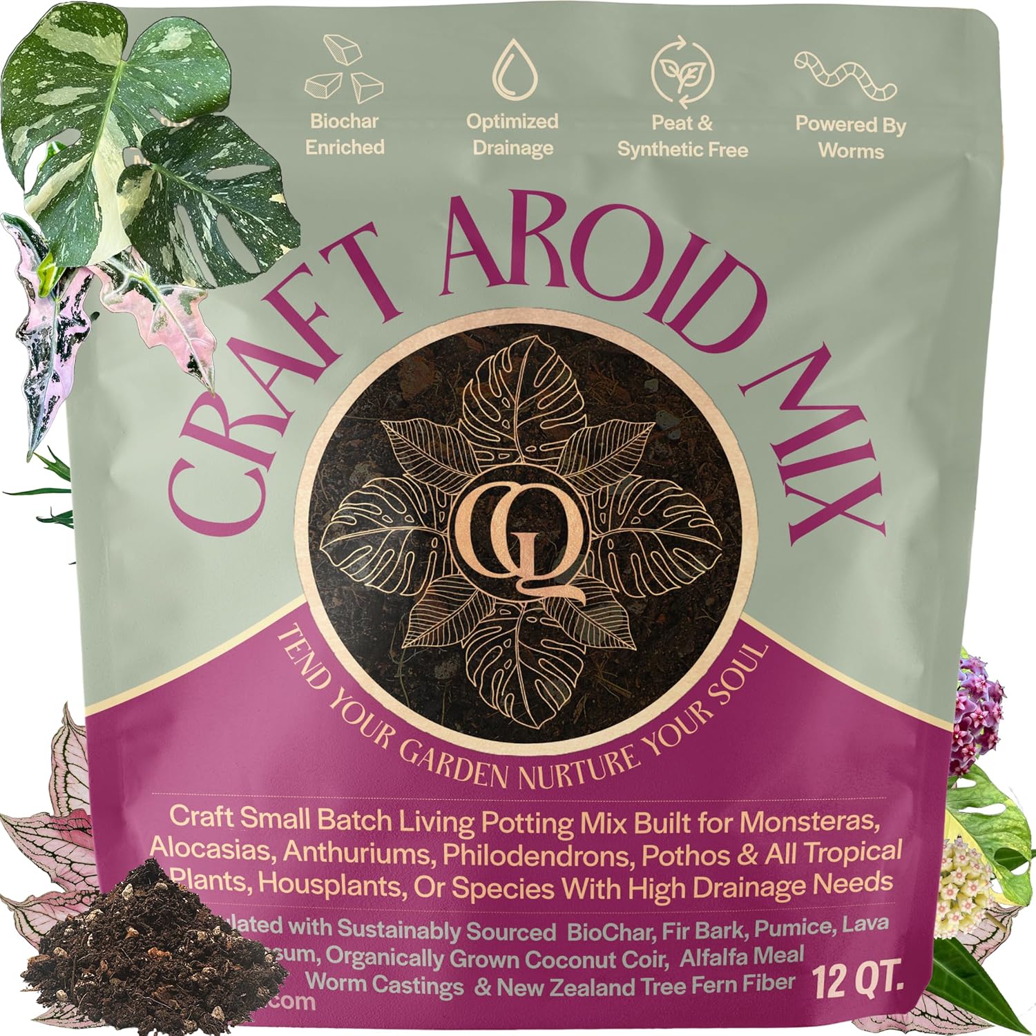 Craft Aroid Potting Mix- Elite Alocasia, Philodendron, Monstera Soil Mix, Chunky, Well Draining Potting Soil for Indoor Plants, All Tropical Plants & Houseplants, Peat Free 12QT