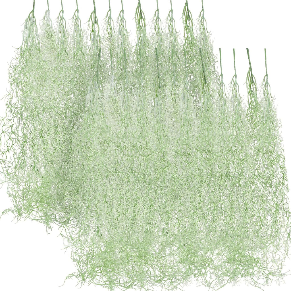 Cindeer 24 Pack Fake Spanish Moss Artificial Hanging Decoration Bulk Faux Greenery Moss Garland for Potted Wall Living Room Indoor Outdoor Decor(43 Inch, 33 Inch,Light Gray)