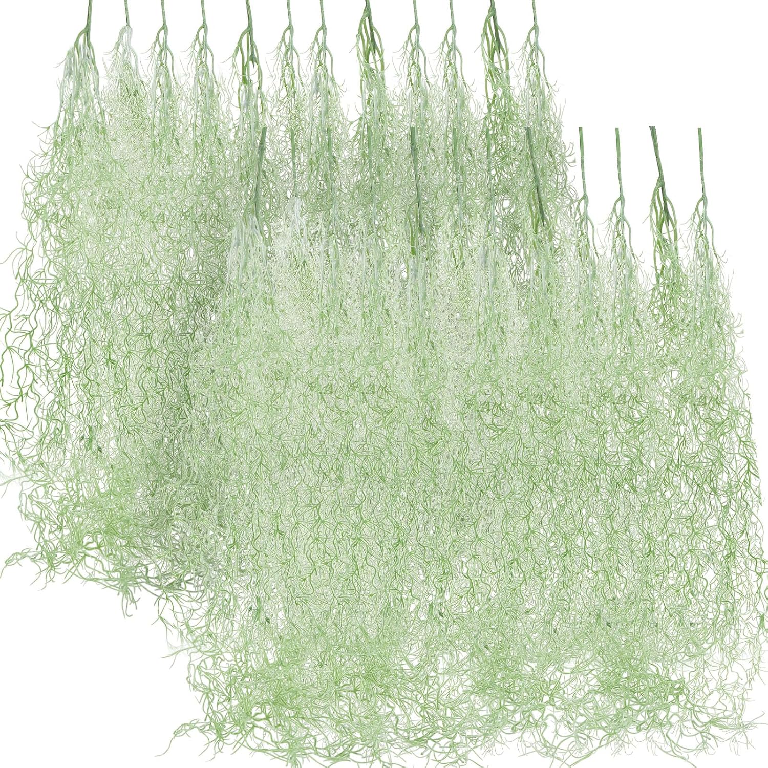Cindeer 24 Pack Fake Spanish Moss Artificial Hanging Decoration Bulk Faux Greenery Moss Garland for Potted Wall Living Room Indoor Outdoor Decor(43 Inch, 33 Inch,Light Gray)