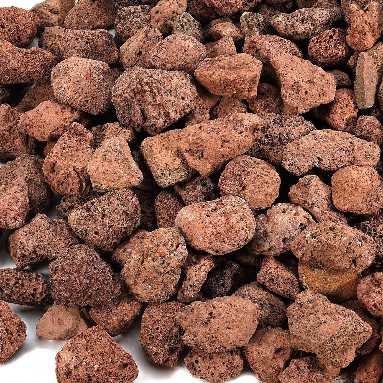 10 Pounds Red Lava Rocks for Fire Pits, Fireplaces, Perfect for Gas Log Sets, Gas Grills, Landscape Design, 0.8-1.2 Inch, Suitable for Both Indoor and Outdoor Applications, Stylish and Long-Lasting