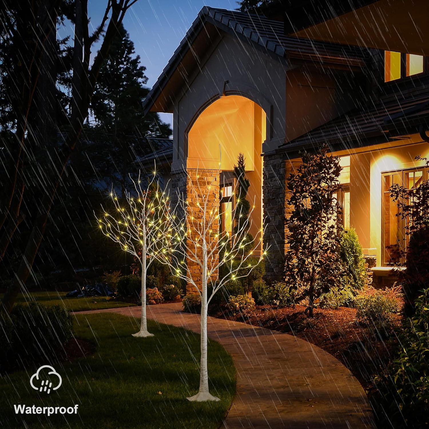 LIGHTSHARE 6 Feet 72L LED Birch Tree Lights, Pack of 2, Warm White, for Holiday Party and Christmas Decoration, Indoor and Outdoor Use