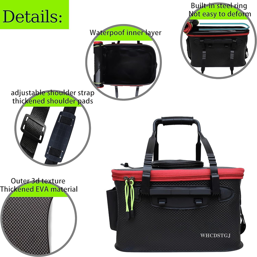 Fishing Bucket, Multifunctional Foldable Portable Fishing Bucket, EVA Fish Bucket are Suitable for Storing Live Fish and Fresh Fish Bait. (size3gallon)