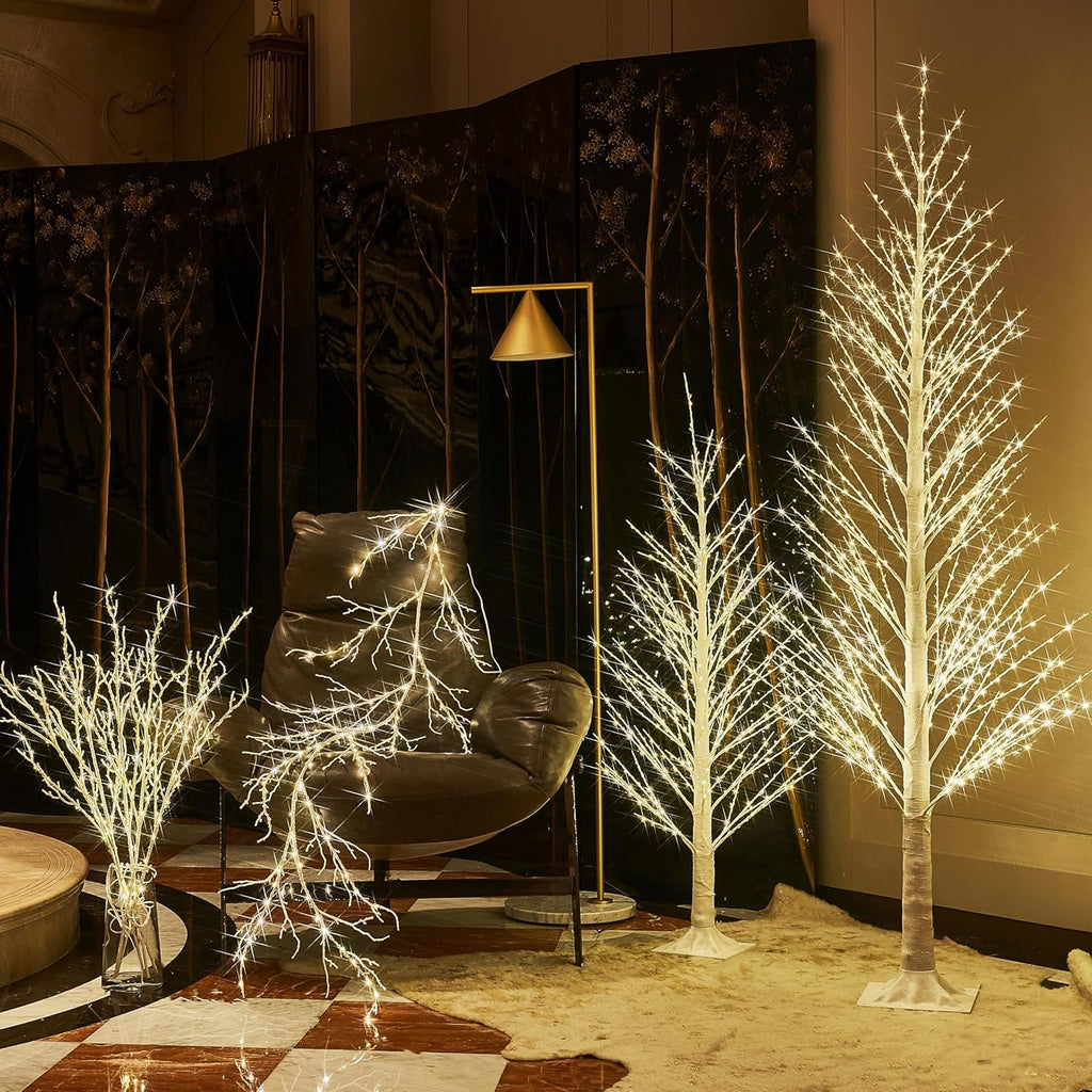 BAOLITVINE 6FT Alpine Christmas Tree, 810 LED Warm White Lights, Artificial White Tree with Lights for Home, Christmas Festival, Wedding Party, Indoor Outdoor