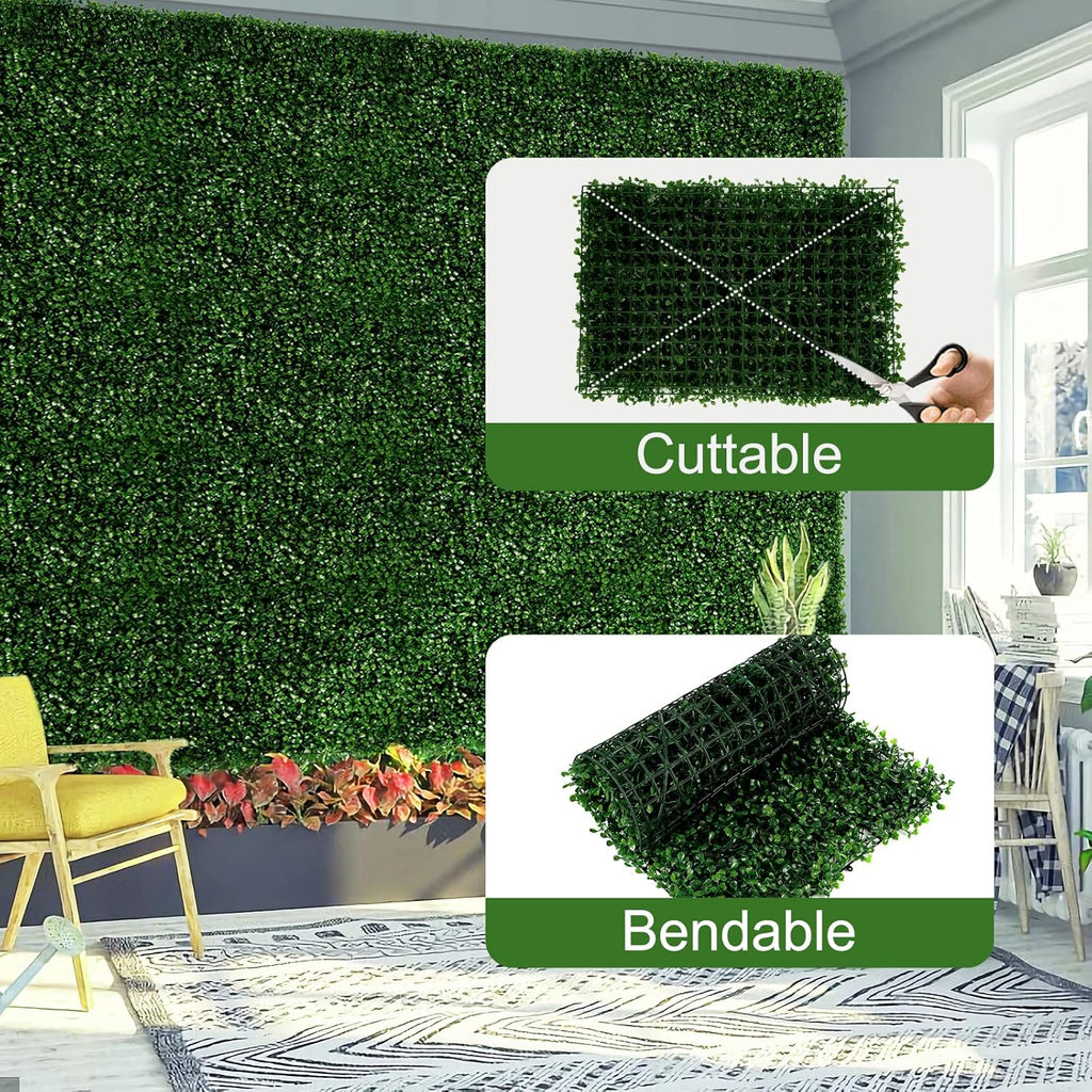 24 Pieces 24"x 16" Artificial Boxwood Panel, Grass Wall Panel, Boxwood Hedge Wall Panels UV Protected Suitable for Artificial Green Wall Decor, Fence Garden Wedding Backyard Decor