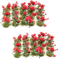 Warmtree 40 Pcs Flower Cluster Flower Vegetation Groups Grass Tufts Miniature Static Scenery Model for DIY Architecture Building Model Railway Train Diorama Garden Scenery Landscape Layout (Red)