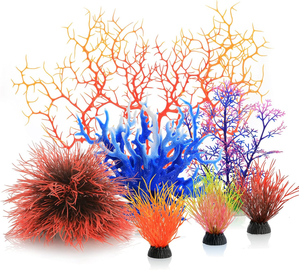 MyLifeUNIT Aquarium Plants, 7 Pack Artificial Coral Ornament for Fish Tank Decorations (Multicolor)