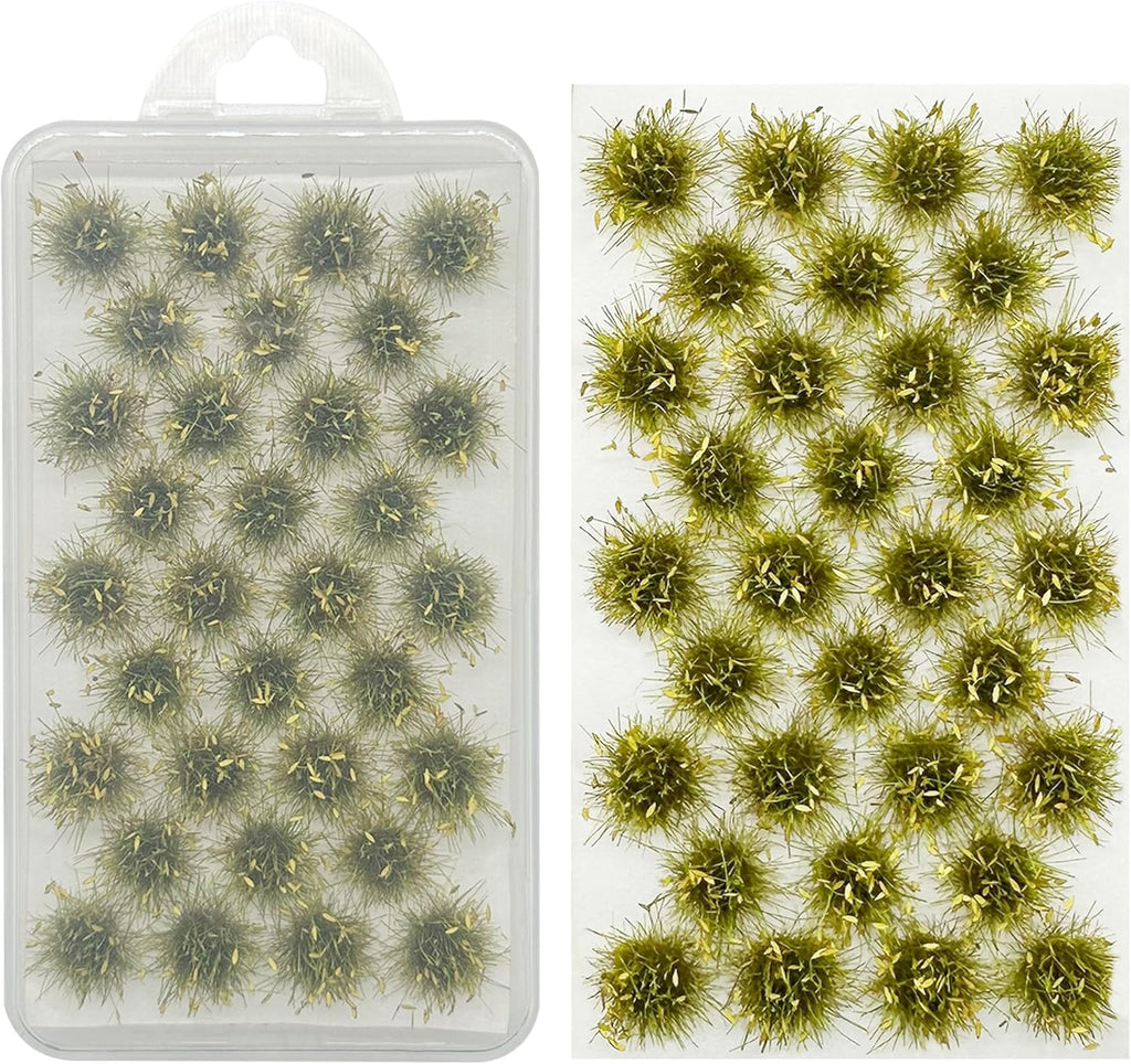 Woohome 32 PCS Miniature Grass Cluster, Yellow Static Grass Tuft Model Vegetation Groups Static Grass Tufts for DIY Model Train Landscape Railroad Scenery Grass Tufts Flower, Style 10