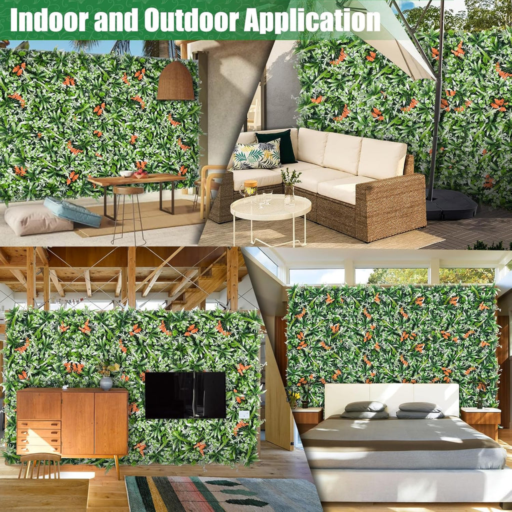 Greenery Wall Panels, 20"x20" 12PCS UV Protected Fake Grass Backdrop Privacy Fence Screen, Artificial Hedges for Outdoors Indoors Green Decor