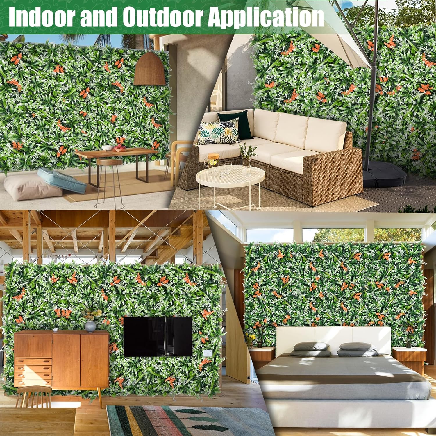 Greenery Wall Roll Panels, 40"x120"(33.33 SQFT) UV Protected Fake Grass Backdrop Privacy Fence Screen, Artificial Hedges for Outdoors Indoors Green Decor
