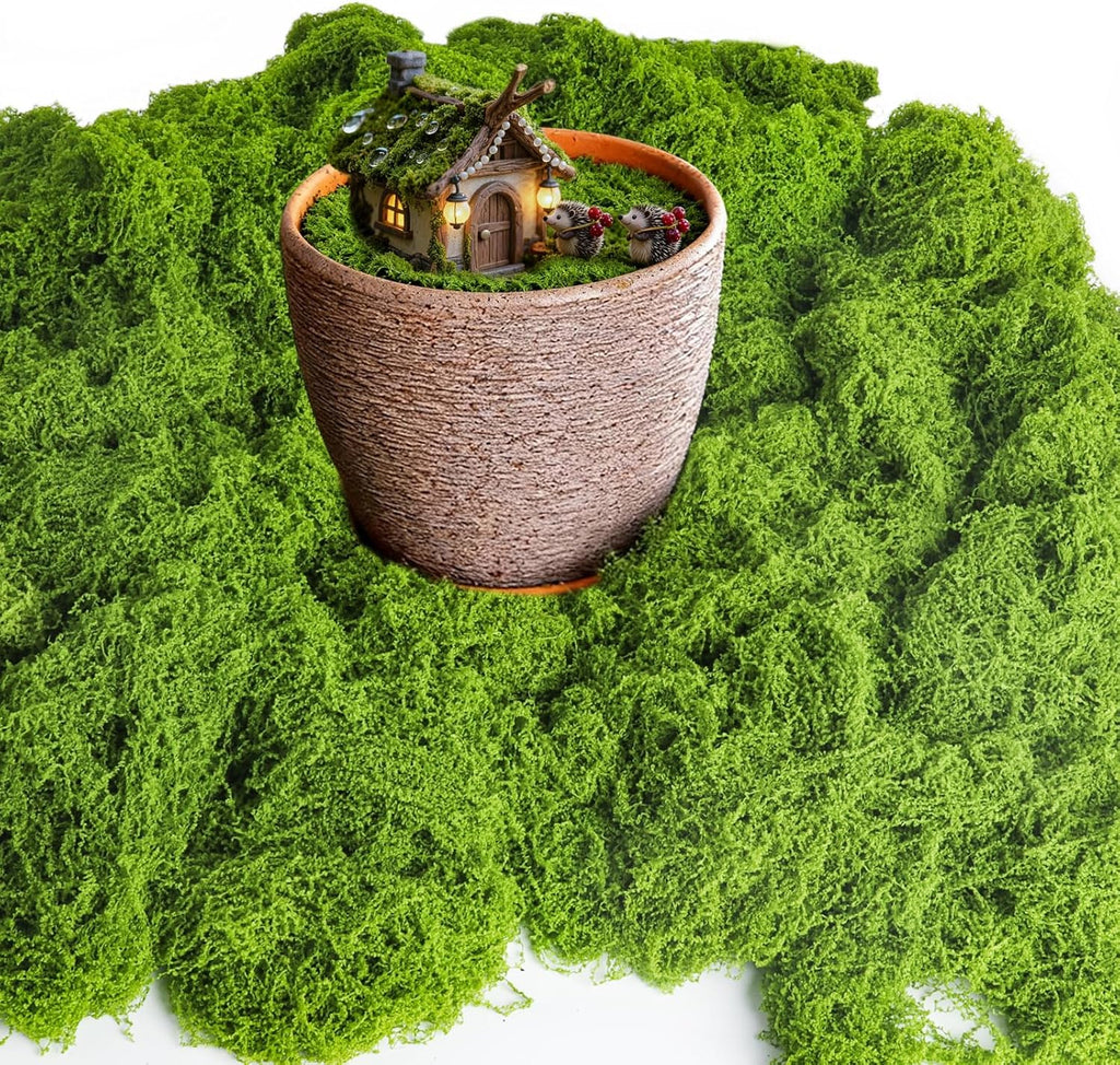 15.1 OZ Fake Green Moss for Crafts, Artificial Moss for Indoor Plants, Decorative Light Green Artificial Fake Moss for Fairy Garden Decor, Wedding Centerpieces, Floral DIY Projects