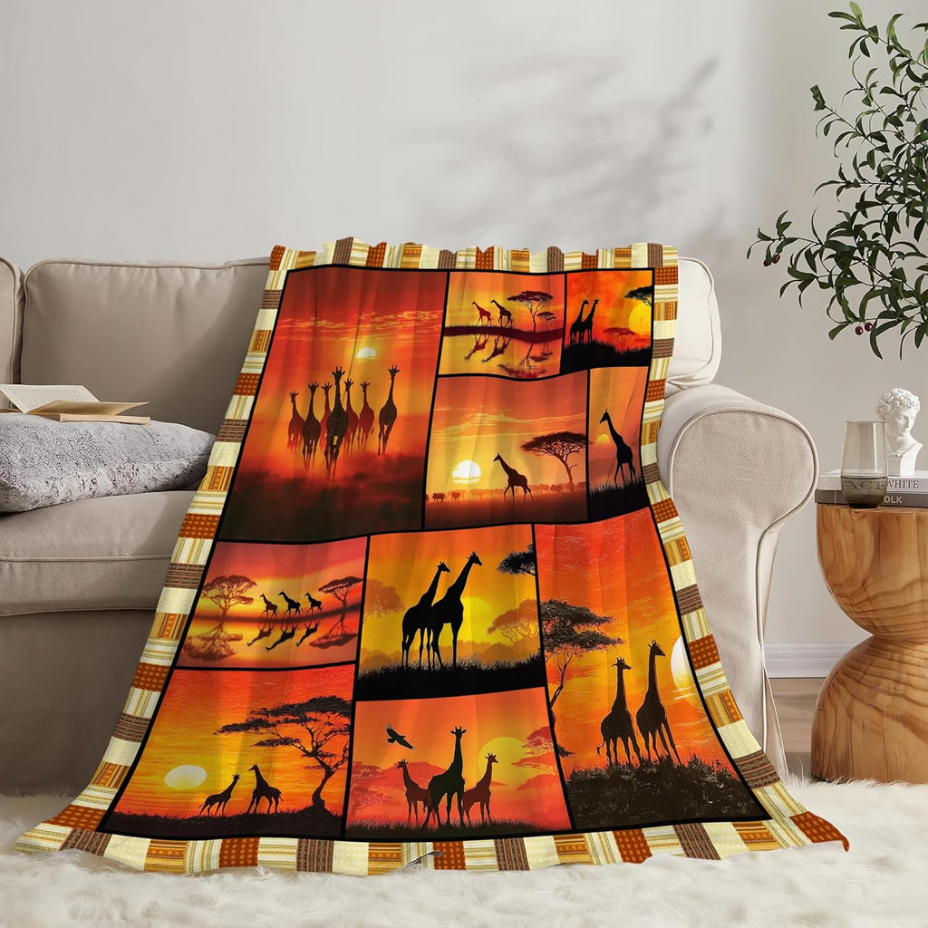 Giraffe Throw Blanket Giraffe Stuff Gifts for Kids Girls Boys Adults Women Men Soft Cozy Warm Plush Fluffy Fuzzy Fleece Blanket Decor 60''X80''