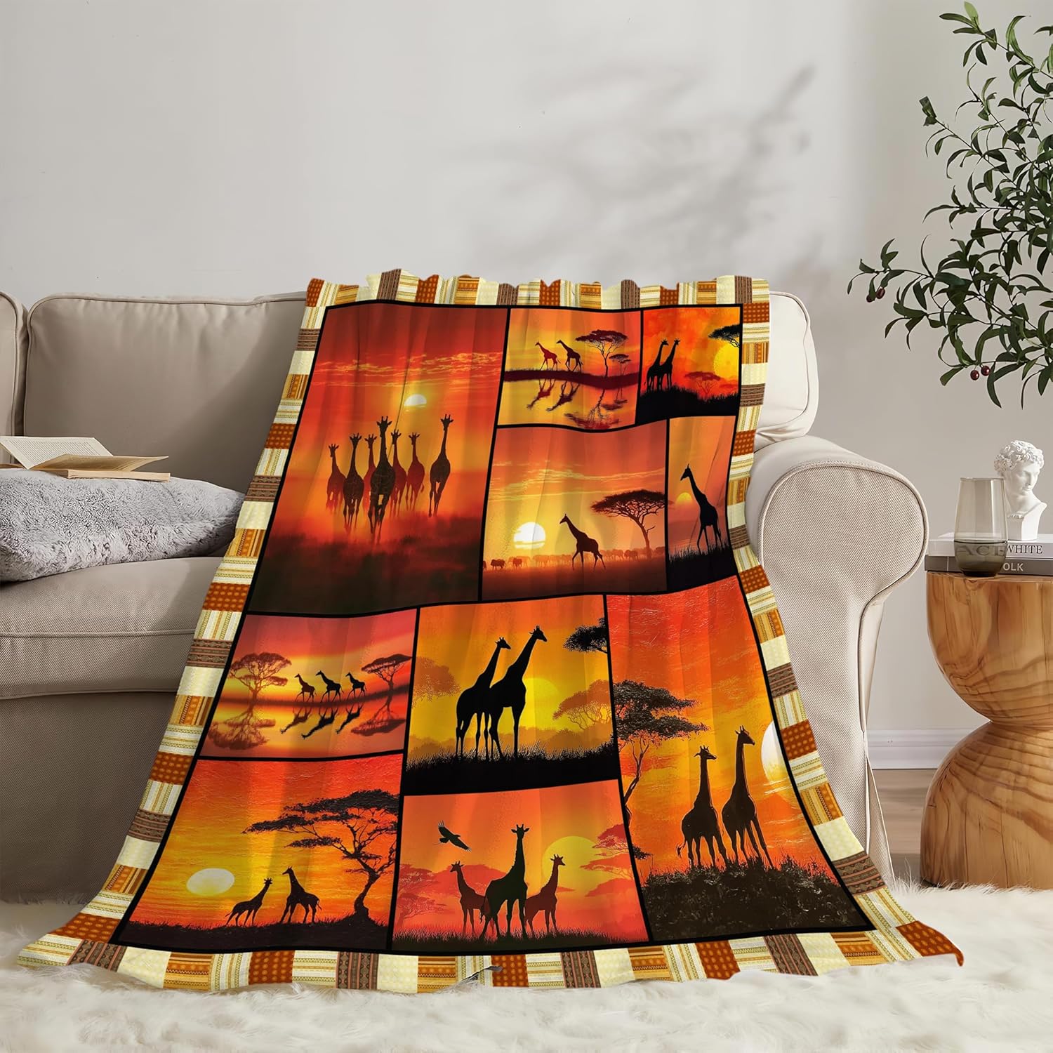 Giraffe Throw Blanket Giraffe Stuff Gifts for Kids Girls Boys Adults Women Men Soft Cozy Warm Plush Fluffy Fuzzy Fleece Blanket Decor 60''X80''