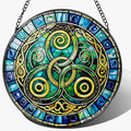 8-Inch Celtic Knot Stained Glass Suncatcher & Ornament – Stained Glass Window Hanging & Decor, Sun Catchers for Windows Indoor, Gift for Women, Gift for Christmas, Housewarming Gifts, Irish Gifts
