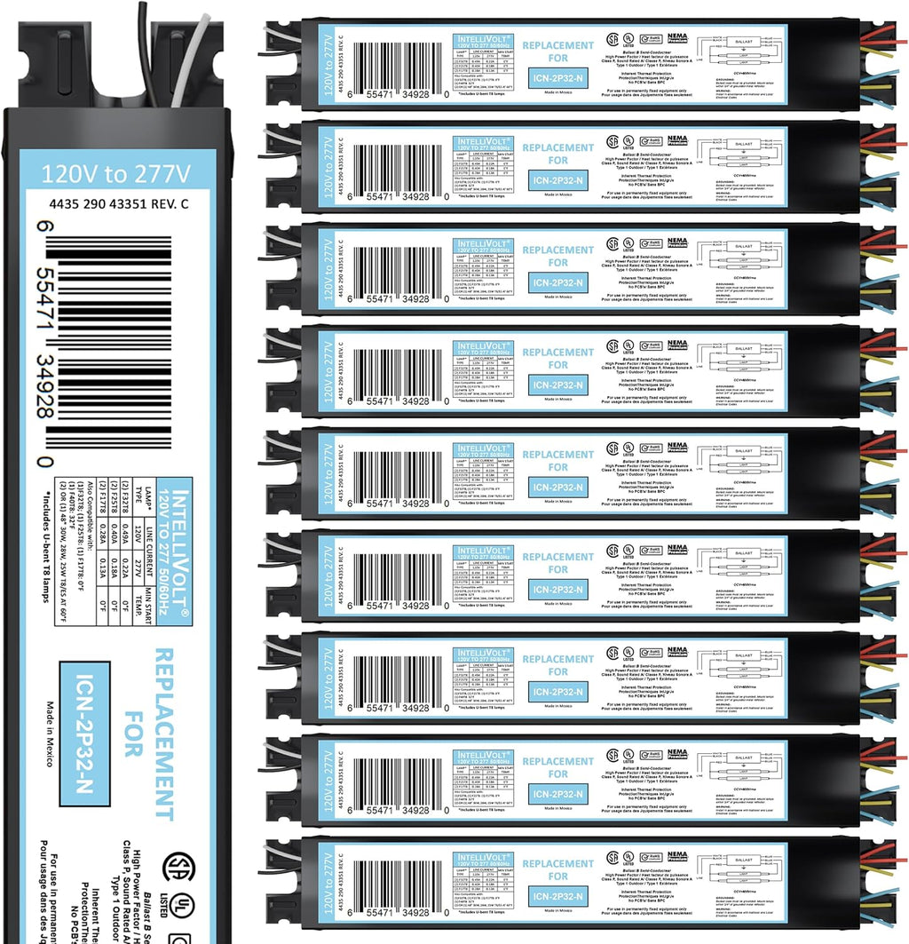 OHLECTRIC 10 Pack - Replacement for ICN2P32-SC 1&2 Lamp - T8 Fluorescent Ballast, Electronic Ballast Replacement 120-277 Volt, Instant Start - Standard and Energy Efficient Ballasts - UL Approved