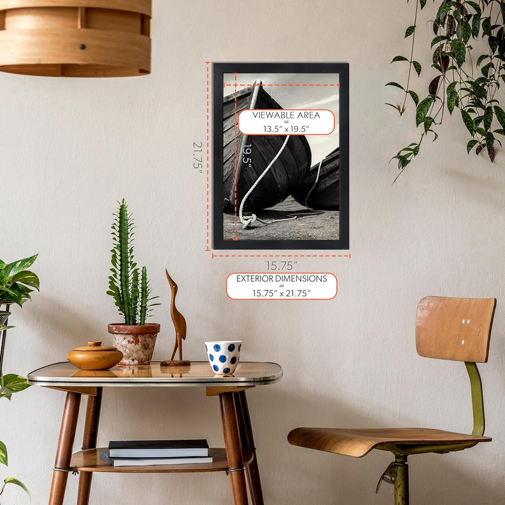 wallsthatspeak Elements 14x20 Picture Frame, Wall Hanging Black Poster Frame Displays Vertically or Horizontally, Includes Durable Plexiglass