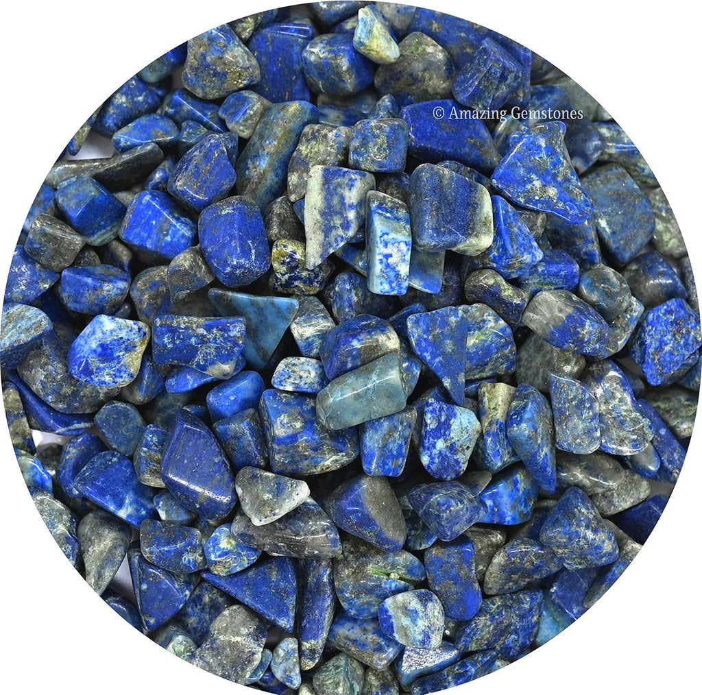 Amazing Gemstone Lapis Lazuli Crystal Chips and Tiny Crystals - Aquarium Gravel Rocks, Bulk Fish Tank Gravel, Small Tumbled Stone Chips for Decoration (Natural AAA Grade Gemstones)
