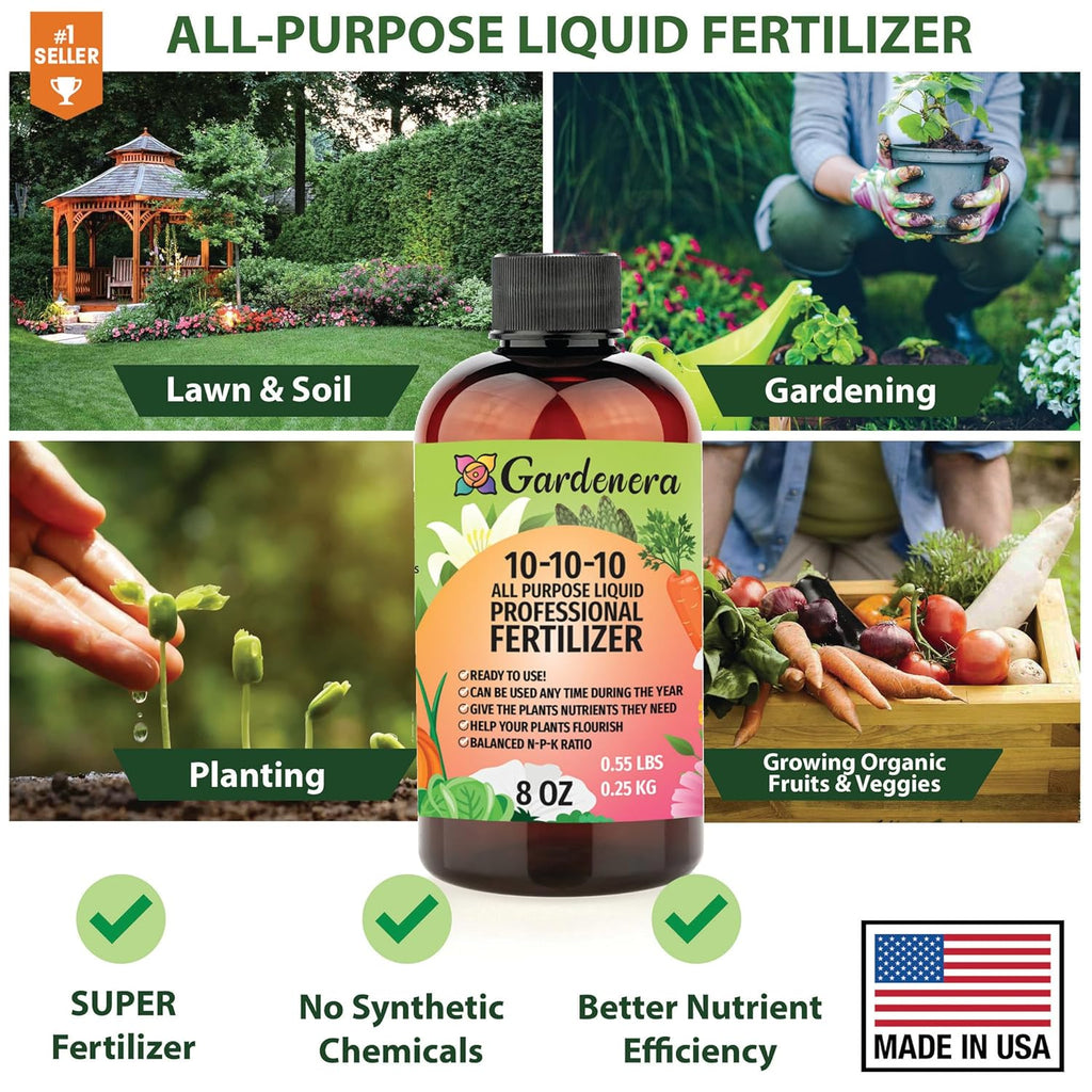 𝐁𝐄𝐒𝐓𝐒𝐄𝐋𝐋𝐄𝐑 All-Purpose 10-10-10 Liquid Fertlizer Spray - Increases Flowering and Yield on All Varieties of Fruits, Vegetables and Flowers| Liquid Plant Superfood Mist (8 OZ)