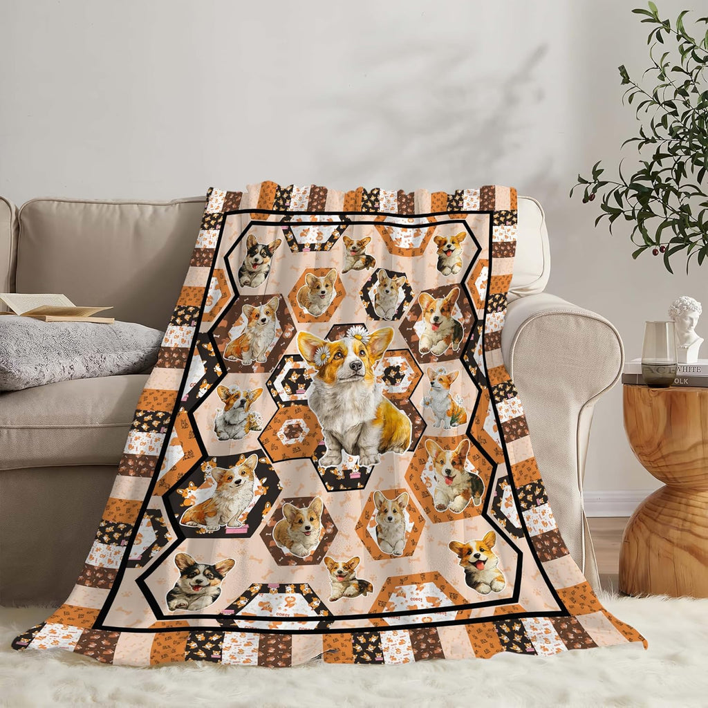 Corgi Throw Blanket Corgi Puppy Stuff Gifts for Dog Lover Kids Girls Boys Adults Women Men Soft Cozy Warm Plush Fluffy Fuzzy Fleece Blanket Decor 60''X80''
