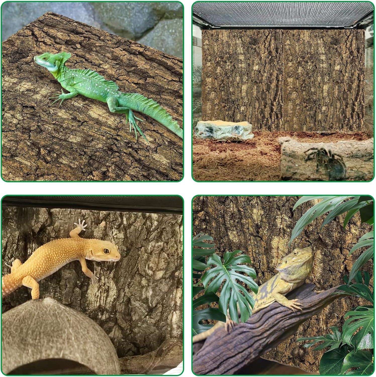 kathson 2PCS Thicker Cork Tile Background Bark 11.8”Lx7.9”Wx0.7”H Reptile Tank Backgroun Terrarium Background Natural Reptile Climbing Mat for Spider Gecko Lizard Chameleon Bearded Dragon Turtle Snake