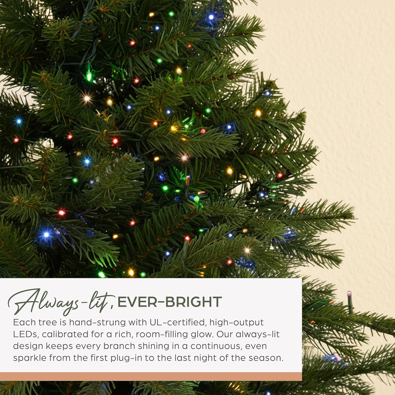 Holiday Bright Lights Royal Noble Sparkle 9 ft Pre-Lit Artificial Christmas Tree, 4,000 3 mm Rice Lights (White & Multicolor), 8 Modes, Remote & Foot Pedal