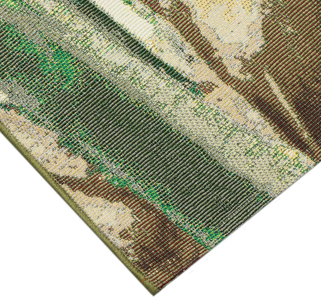 Liora Manne Marina Indoor/Outdoor Power Loomed Synthetic Blend Low Profile Area Rug - Transitional Graphic Botanical Beach Colorful (Palm Fan Green) (4'10" x 7'6")