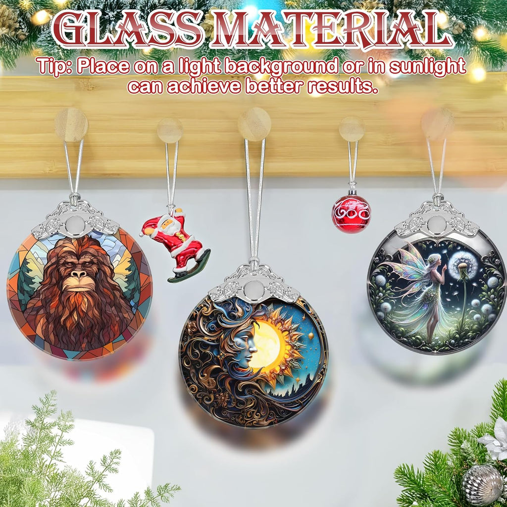 Christmas Ornament, 2025 Ornaments for Christmas Tree, Stained Glass Hanging Ornament, Holiday Ornaments, Unique Gift Idea - Sun and Moon Together