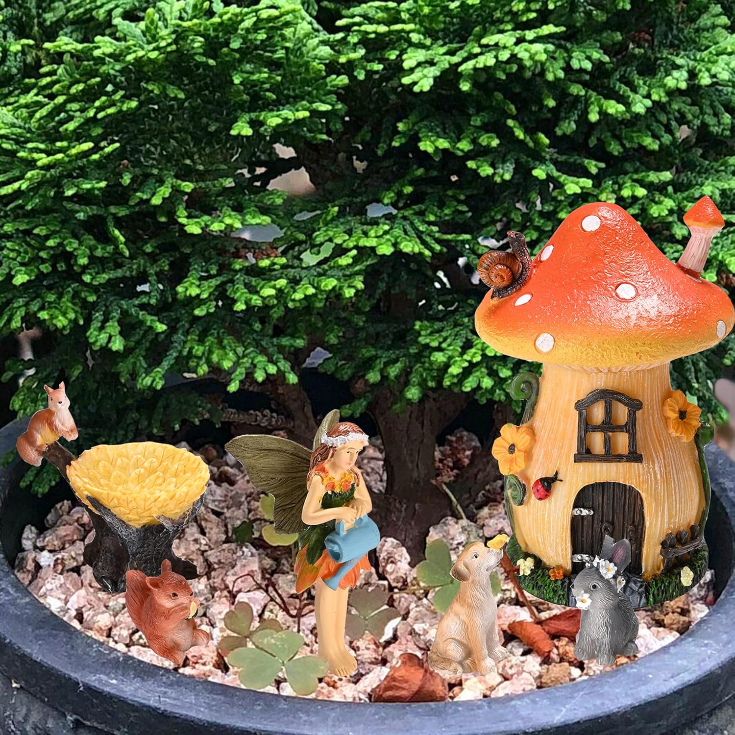 Sparkle Race Fairy Garden Accessories Kit with Miniature Figurines, Fairy Village Kit for Kids, Gnomes Garden Decorations, Outdoor & Indoor Ornaments