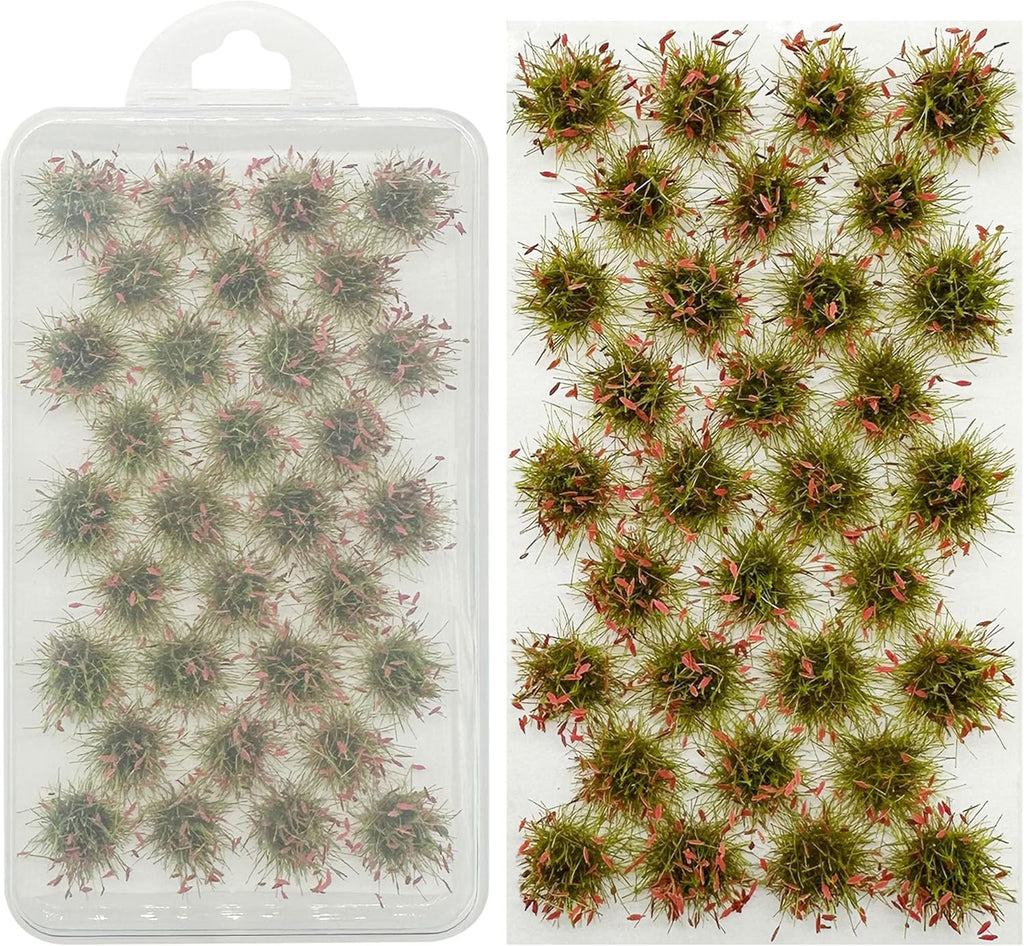 Woohome 32 Miniature Grass Cluster, Red Static Grass Tuft Model Vegetation Groups for DIY Model Train Landscape