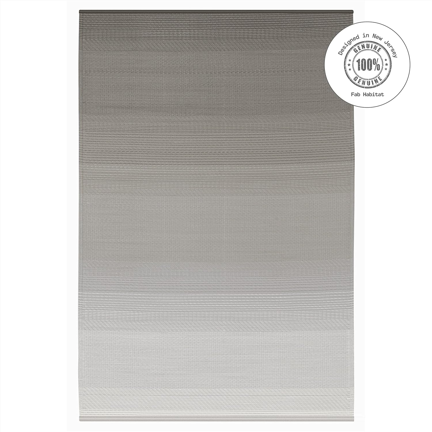 Fab Habitat Neutral Ombre Outdoor Rug - Waterproof, Fade Resistant, Crease-Free, Reversible - Premium Recycled Plastic - Patio Porch Balcony Deck - Big Sur Ash - 8x10 ft
