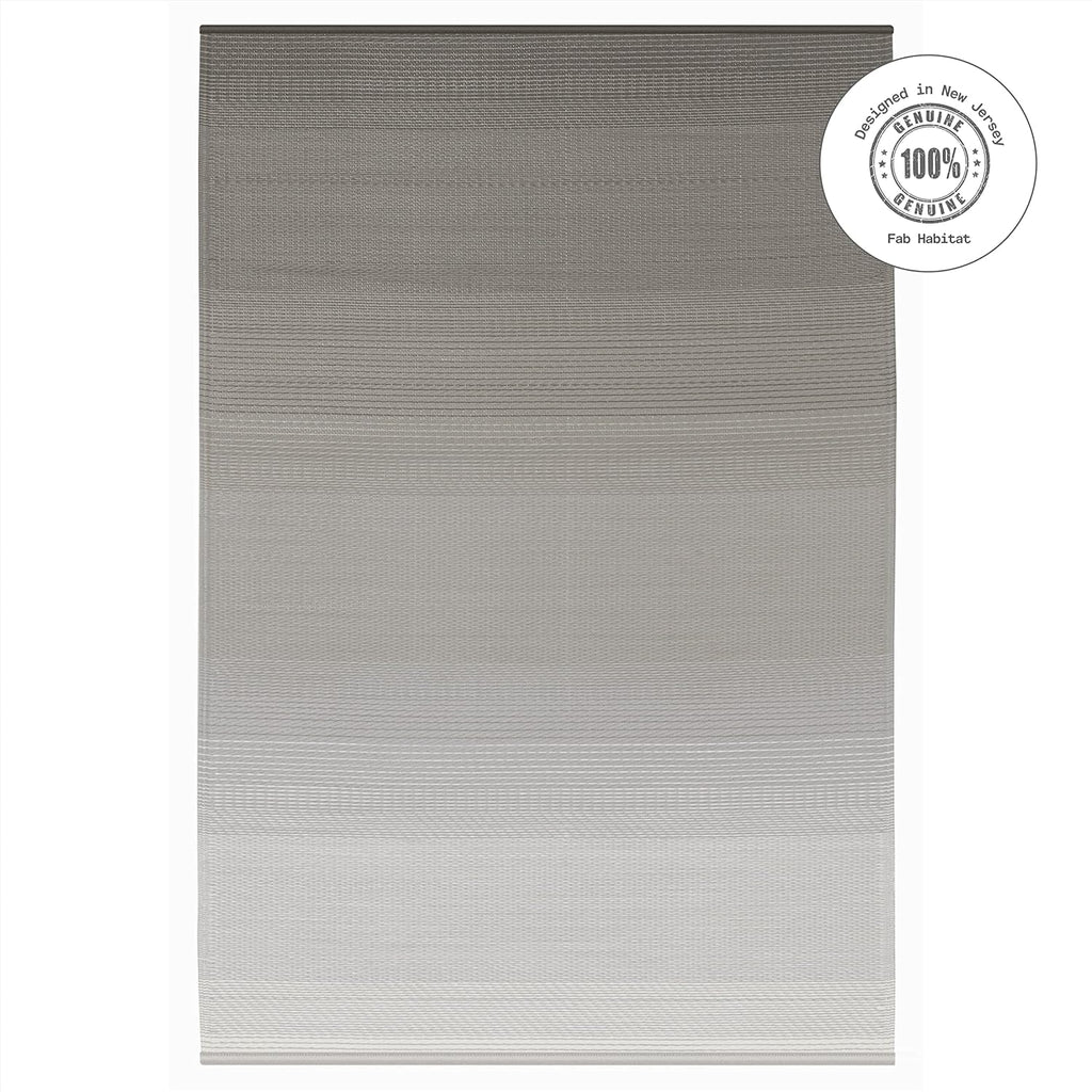 Fab Habitat Outdoor Rug - Waterproof, Fade Resistant, Crease-Free - Premium Recycled Plastic - Neutral Ombre - Patio, Deck, Porch, Balcony, Laundry Room - Big Sur - Ash - 4 x 6 ft