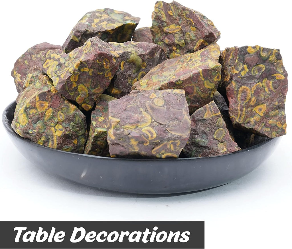 Crocon 1LB Fruit Jasper Rough Bulk Natural Stone Raw Gemstone Tumbling Cabbing Polishing Gem Mining Chakra Balancing Reiki Healing Good Luck Home Office Decor