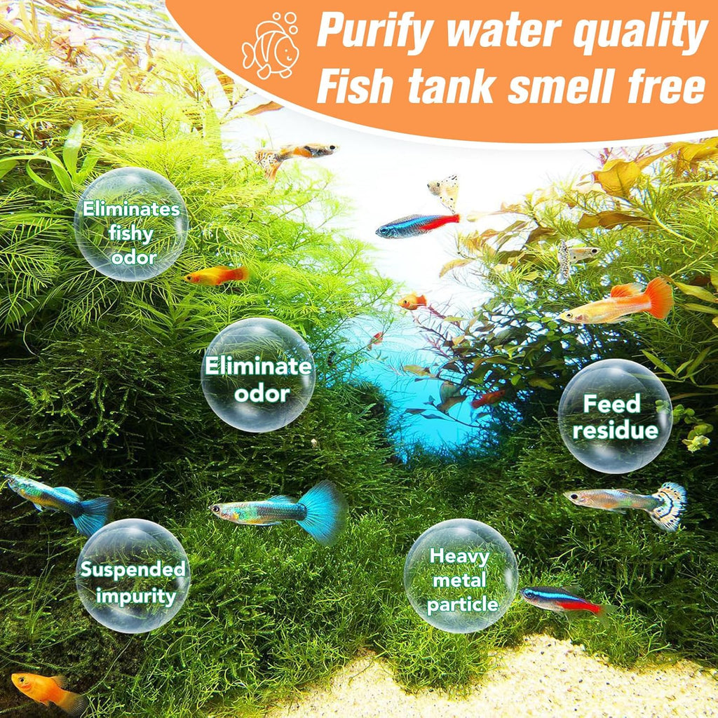 WDEFUN Aquarium Filter Media, 300 ml 2 Packs with Free Mesh Bag Organic Filtration Resin, Remove Driftwood Tannins Suitable for Freshwater and Saltwater Fish Tank