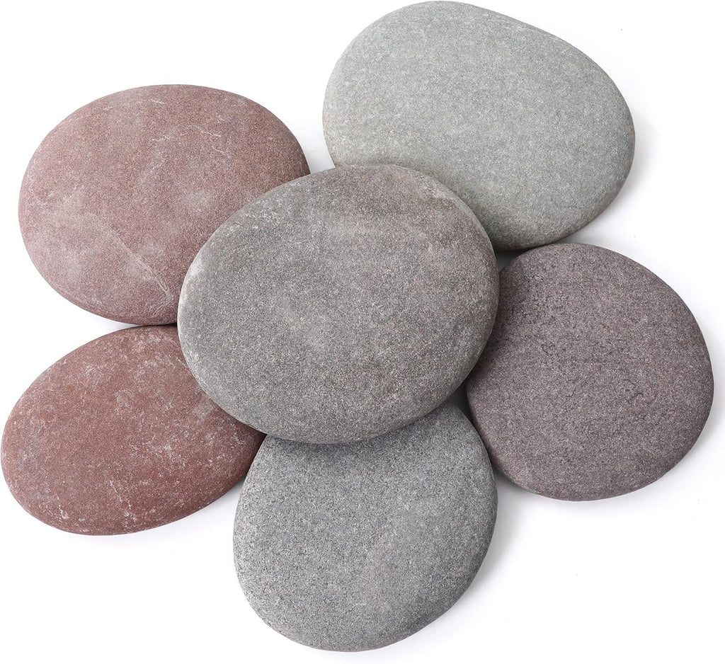 ROCART 6 PCS Extra Large Rocks for Painting, 5.5-6.5 Inches Flat Painting Rocks for Arts & Crafts, Natural Smooth River Rocks for Painting, Kindness Rocks, Decoration, DIY, Crafting Gift