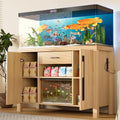 55-75 Gallon Fish Tank Stand with Power Outlets, Heavy Duty Aquarium Stand with 2 Cabinets and Storage Drawer for Fish Tank, Thickened Tabletop and Stand, Reptile Terrarium, 880LBS Capacity, Natural
