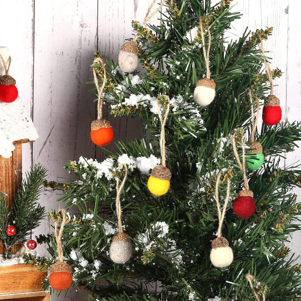Tatuo 30 Pcs Christmas Felt Acorn Ornaments Colorful Wool Felt Acorn Pom Balls Mini Wool Acorns Bulk for DIY Xmas Crafts Christmas Tree Hanging Ornaments Party Favors Home Indoor Decor(Mixed Colors)